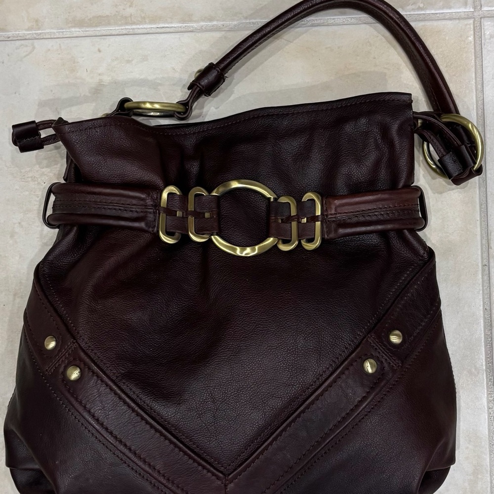 VIA SPIGA BROWN LEATHER SATCHEL BAG